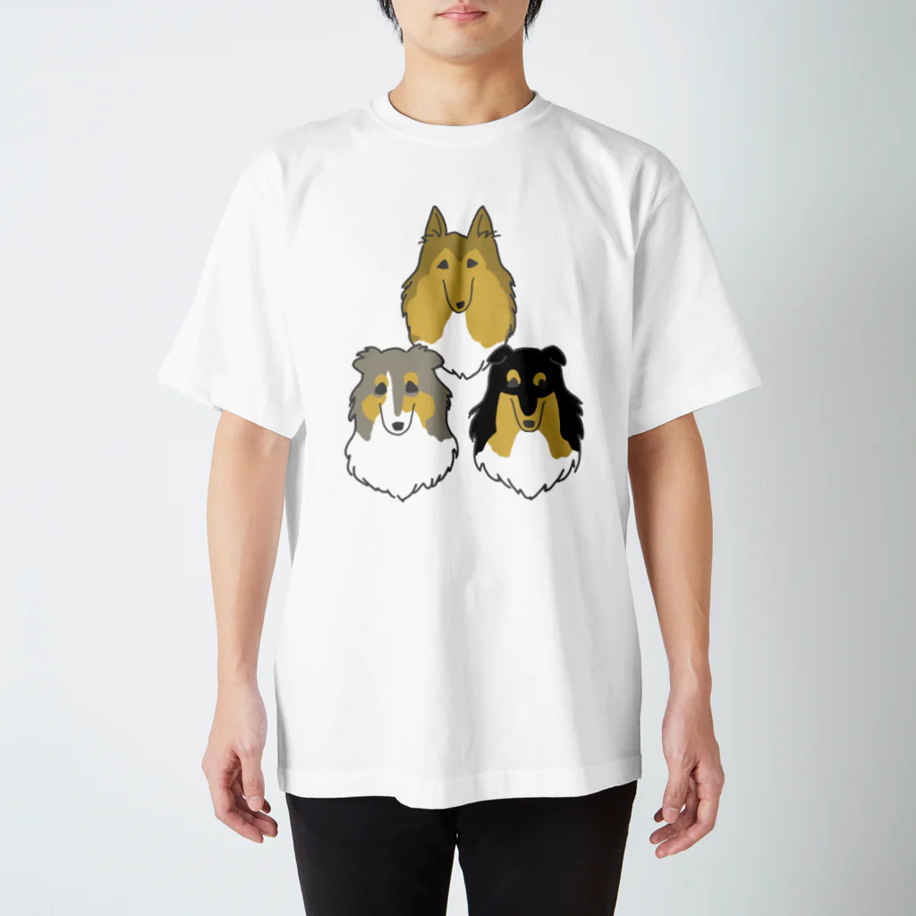 ささみ牧場のふわふわコリーちゃんとシェルティちゃん スタンダードTシャツ