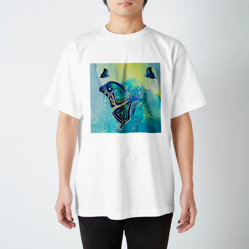 CCCHEART のbutterfly×Blue green Regular Fit T-Shirt