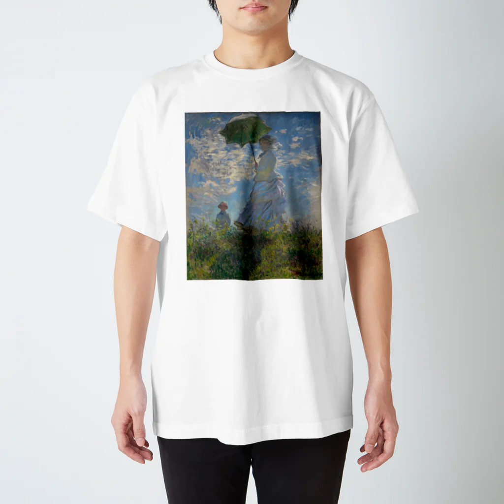 世界美術商店の散歩、日傘をさす女性 / Woman with a Parasol - Madame Monet and Her Son スタンダードTシャツ