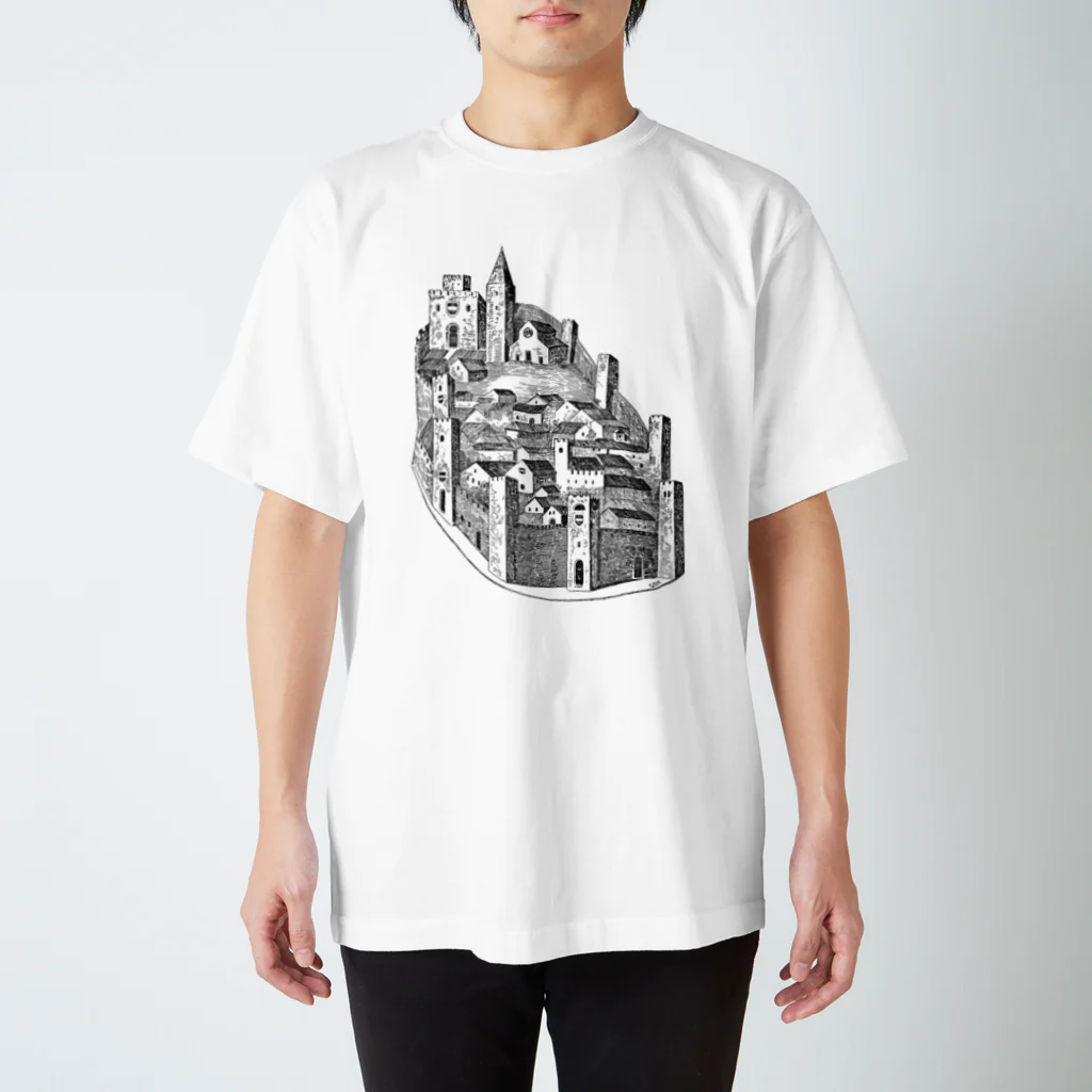 Saza-nami Antique designの城壁のある町 Regular Fit T-Shirt