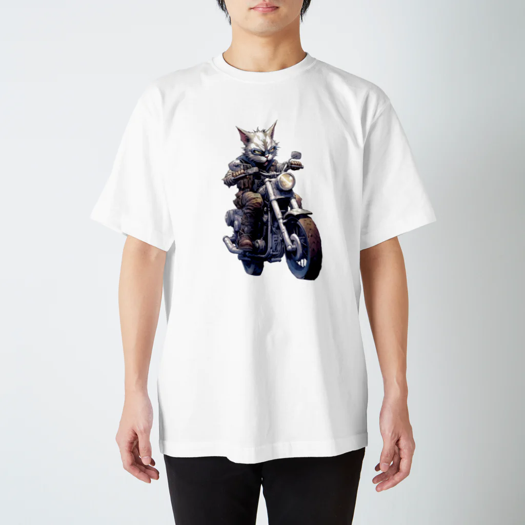 たゆたゆのバイクに乗る猫 スタンダードTシャツ