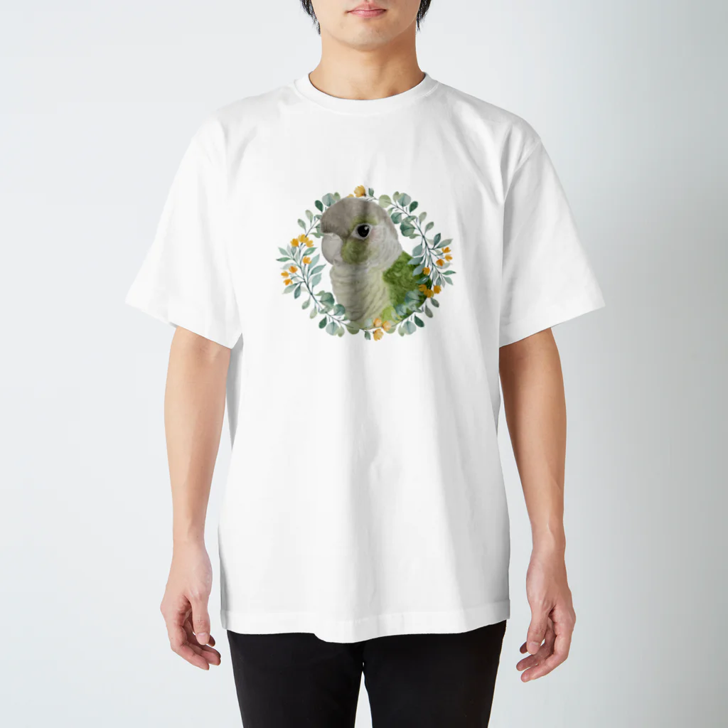 mariechan_koboの037 ウロコインコシナモン オレンジ小花のリース Regular Fit T-Shirt