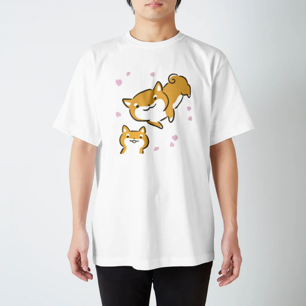 天の川の柴犬と花　3 スタンダードTシャツ