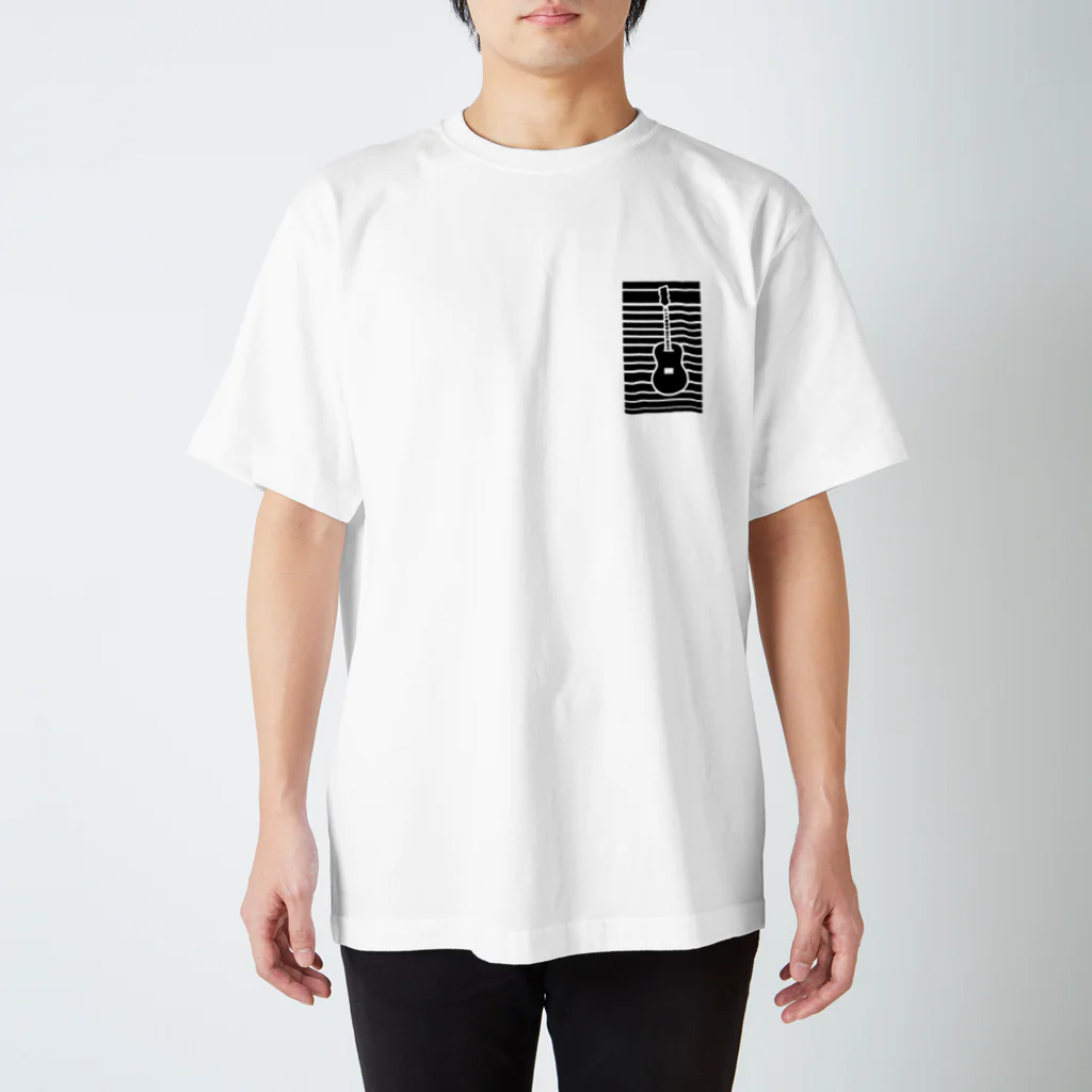 サトオのギターワンポイント ストライプ 黒 Regular Fit T-Shirt