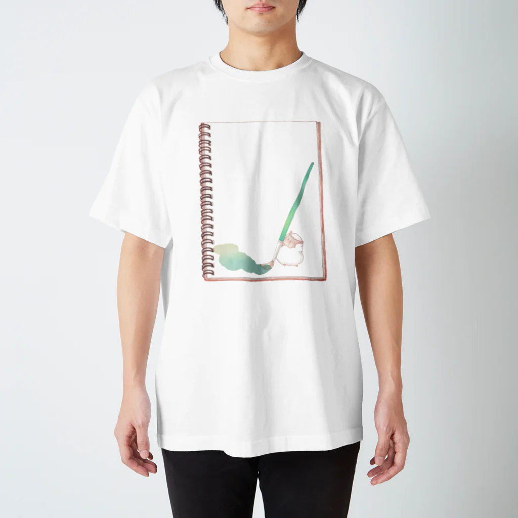 山田デイジーのスケッチブックと細筆とひつじ（えのぐ付き） スタンダードTシャツ