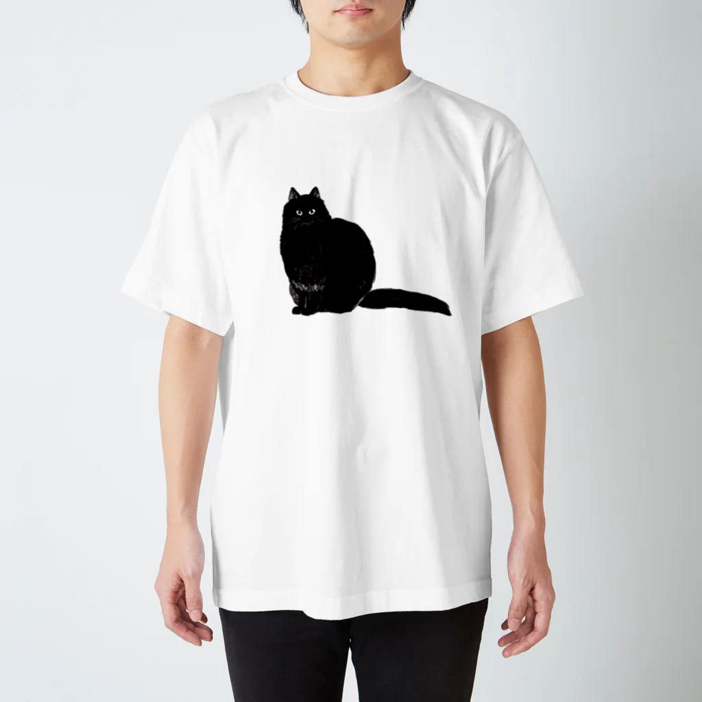 sunokko designの長毛黒猫おこげちゃん スタンダードTシャツ