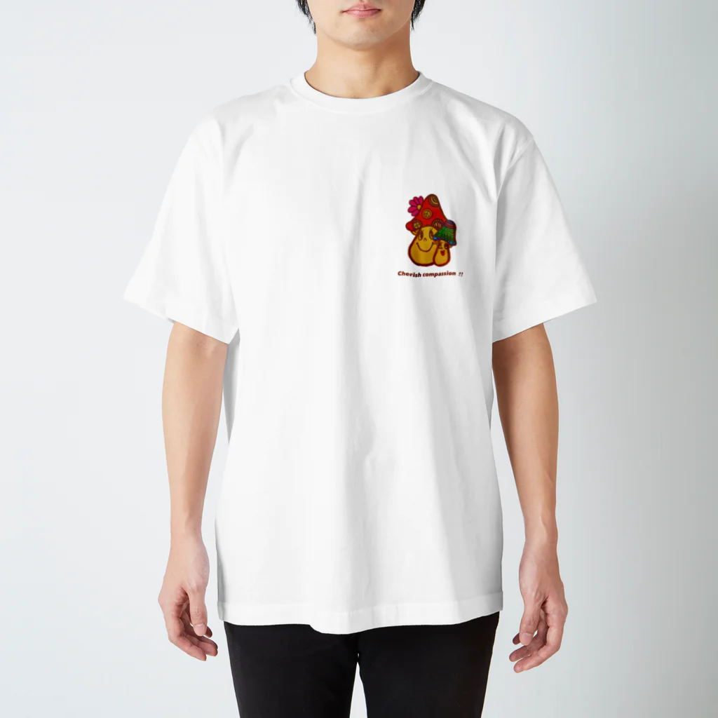 marimo shopのレトロヒッピーきのこ スタンダードTシャツ