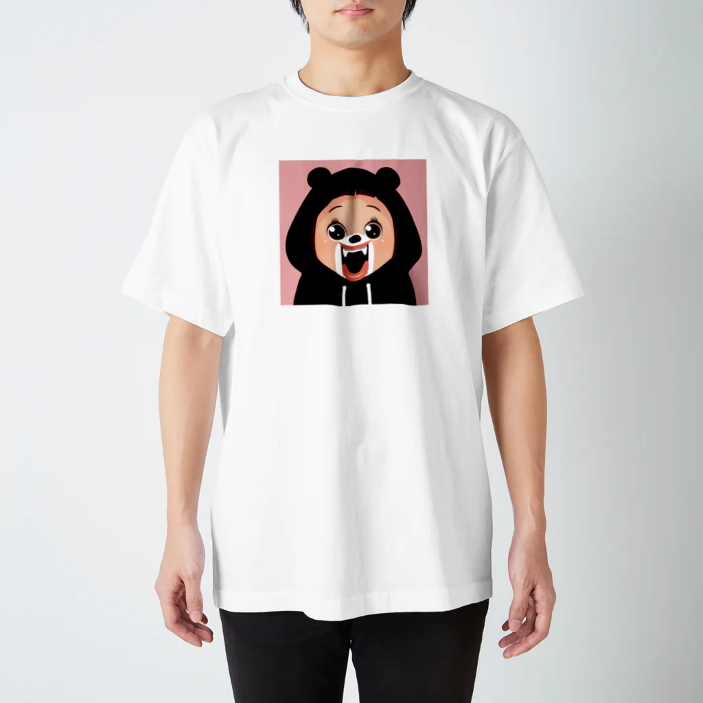 AKIRAMBOWのしょーちゃん くまずきんブラック / SHO-CHAN KUMA HOODIE BLACK Regular Fit T-Shirt