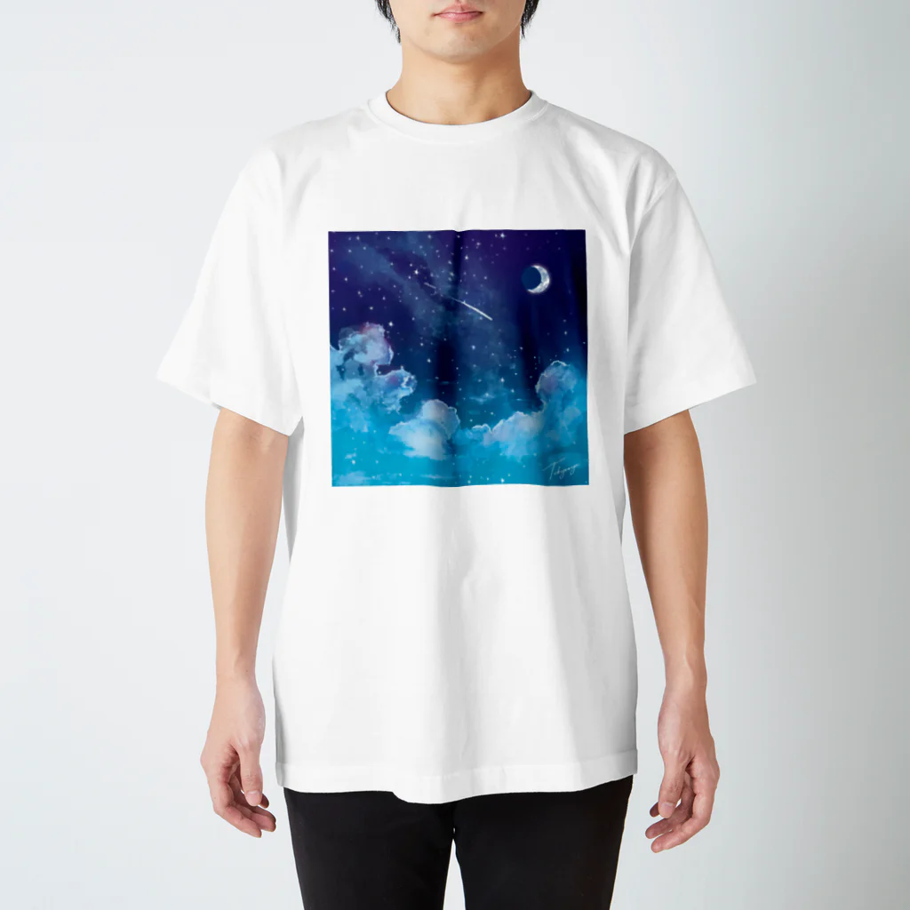 地球屋SUZURI店の星空(ロゴ入り) スタンダードTシャツ