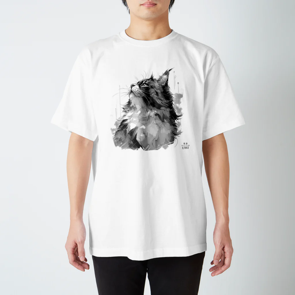 うみねこ（UMI）のうみねこ　見上げる猫 Regular Fit T-Shirt