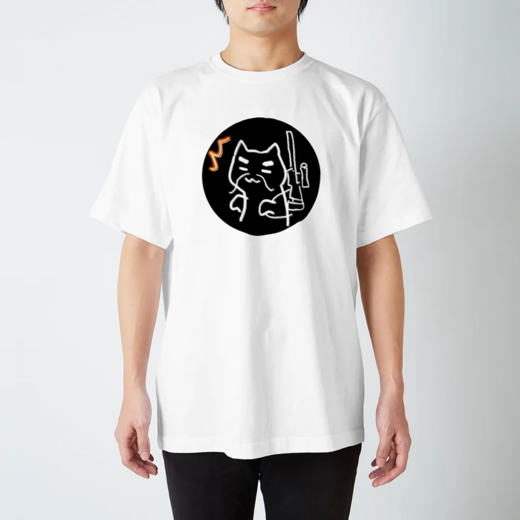 ともちのラクガキ🖍(チーム防衛部)のヨガ猫は眠らないT(ヨガファイア猫) Regular Fit T-Shirt