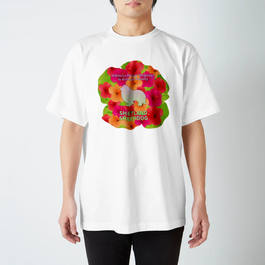 onehappinessのシェルティ　hibiscus　花言葉　onehappiness スタンダードTシャツ