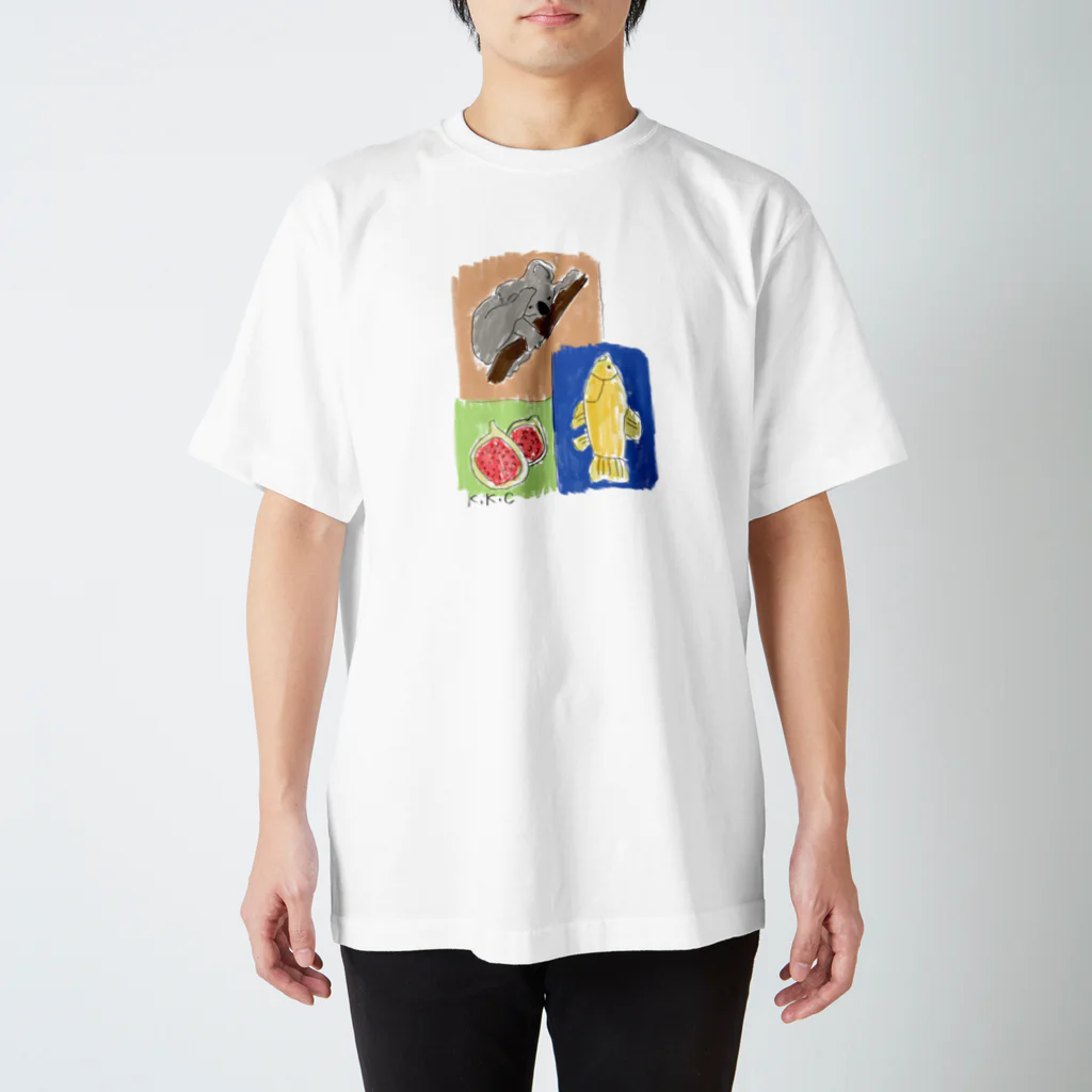 kanchan_koala_clubのいちじくとさかなとコアラ🐨フロント スタンダードTシャツ