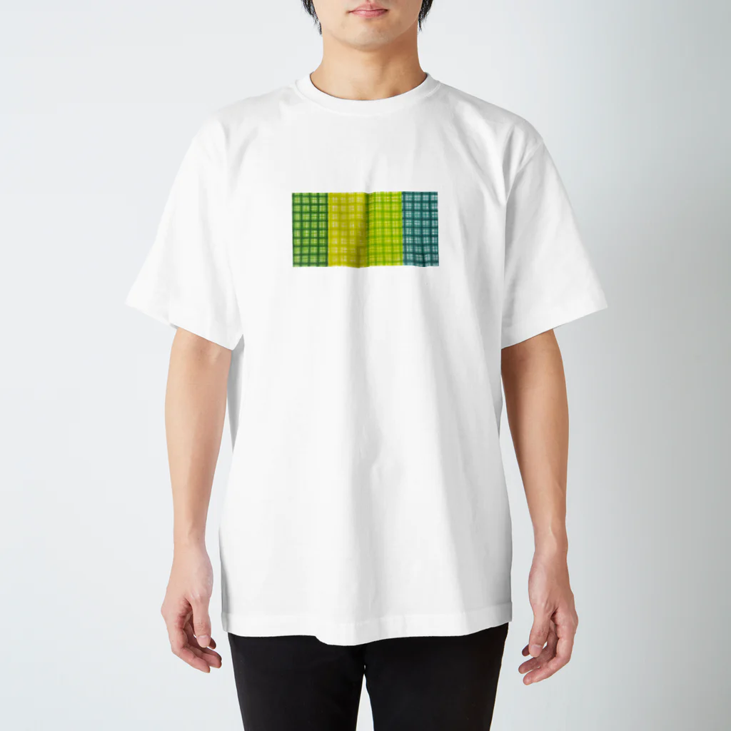 iroiroiのチェック柄 グリーン系 Regular Fit T-Shirt