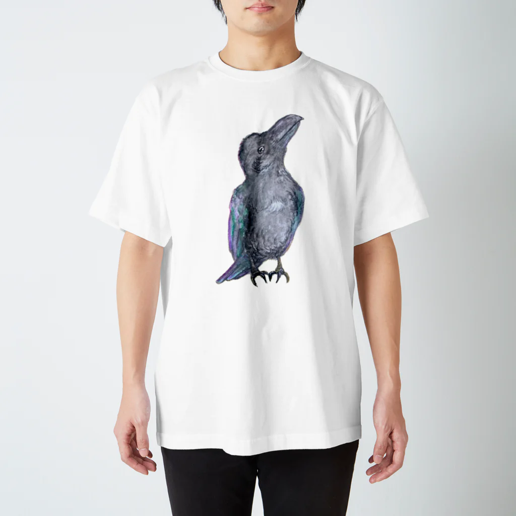 パート主婦しずかのオリジナルイラストグッズのおすましカラスのハッピー(背景なし) Regular Fit T-Shirt