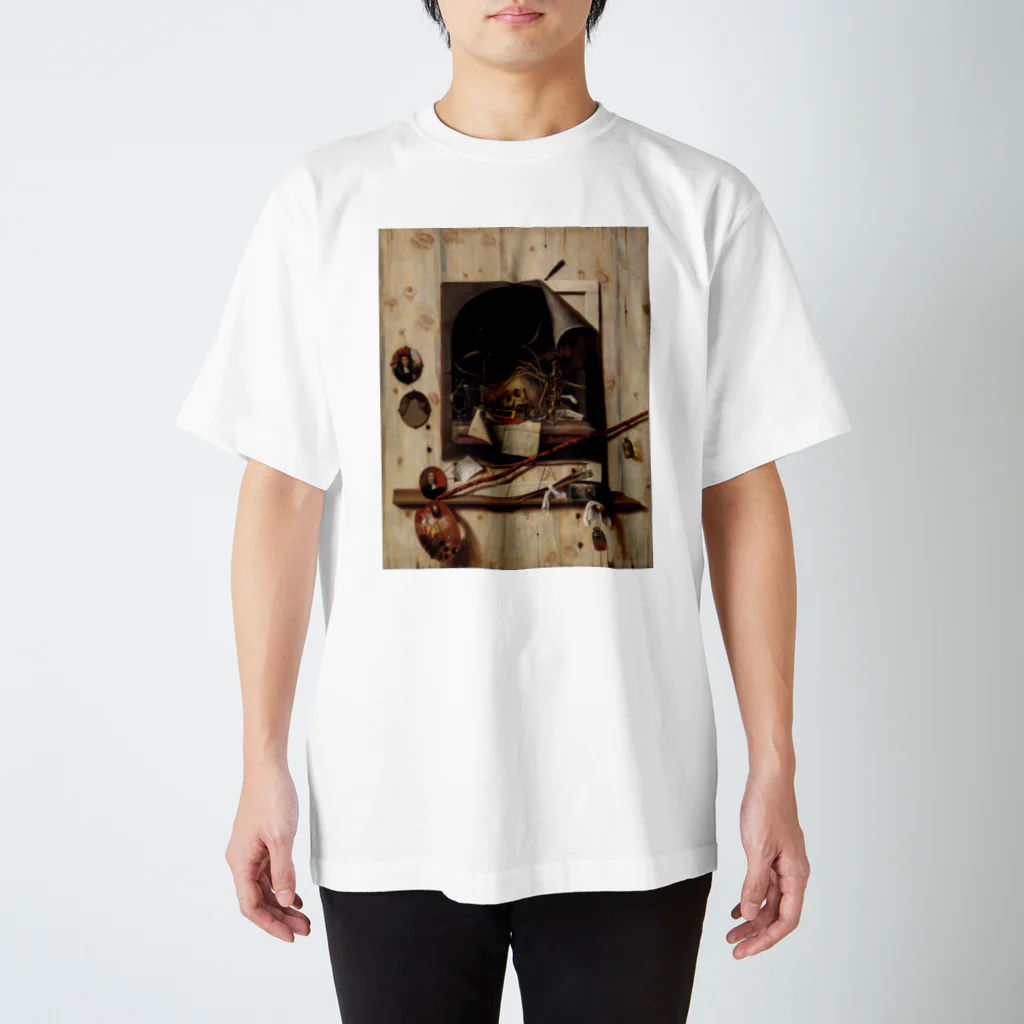 世界美術商店のヴァニタス画のあるアトリエの壁 / Trompe l'oeil with Studio Wall and Vanitas Still Life スタンダードTシャツ