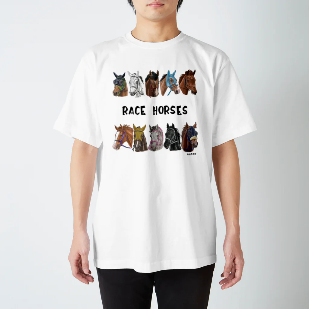 POPPY＿moooo  チャリティーショップのRACE HORSES BLACK スタンダードTシャツ