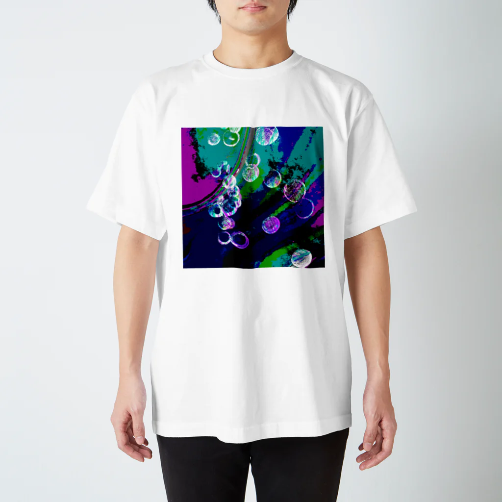 水草のシャボン玉ビビッドカラー スタンダードTシャツ