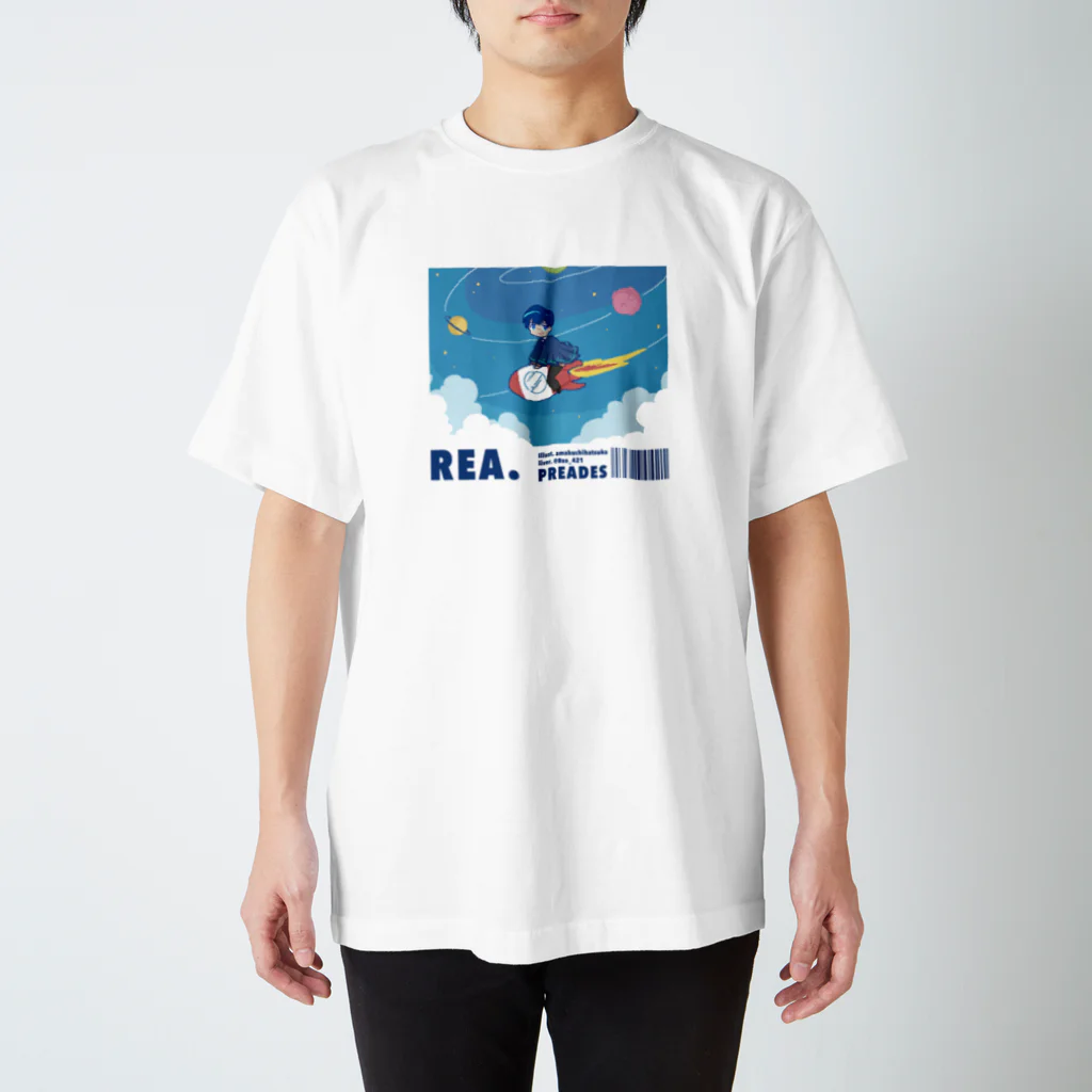 Rea  goodsのレア　🪐宇宙へ冒険🚀白系 ドット絵 スタンダードTシャツ