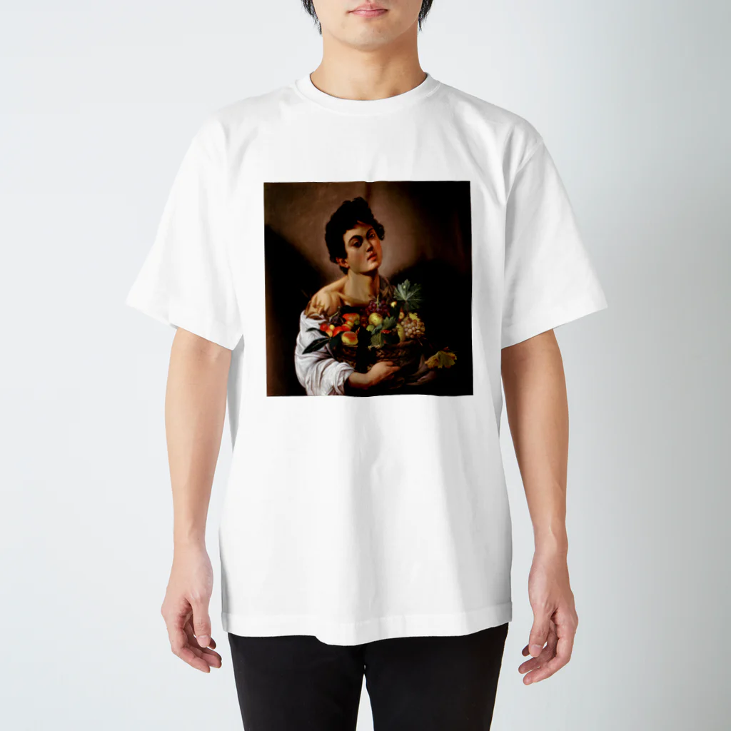 世界美術商店の果物籠を持つ少年 / Boy with a Basket of Fruit スタンダードTシャツ