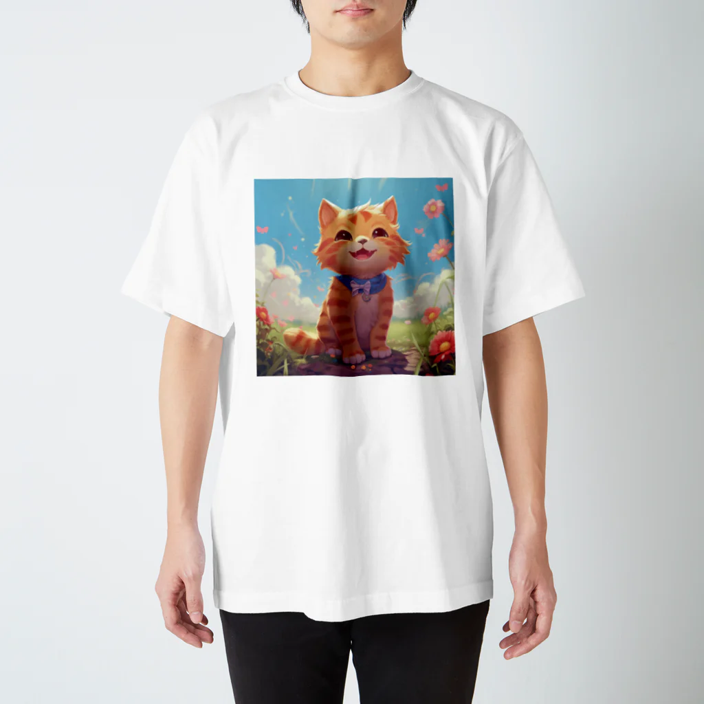 ネオン街/Neon Streetの魔法猫TIYCHA スタンダードTシャツ