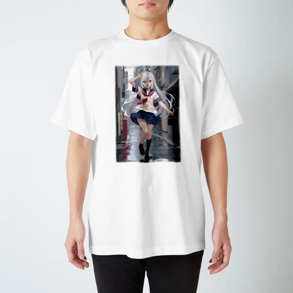 KAZAHANAの雨上がりの少女 Regular Fit T-Shirt