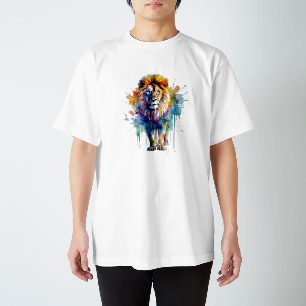 カラフルな動物図鑑のライオン スタンダードTシャツ