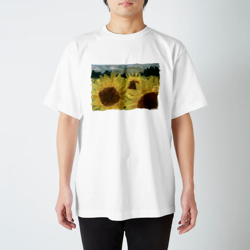 米農家の絵描きのひまわり畑 スタンダードTシャツ