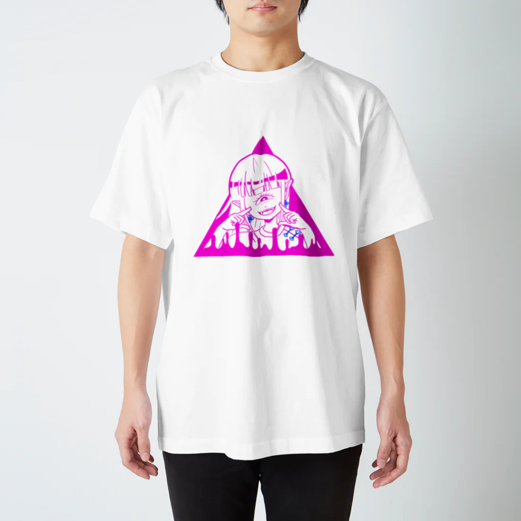 ラプトルのピンクの単眼ちゃん スタンダードTシャツ