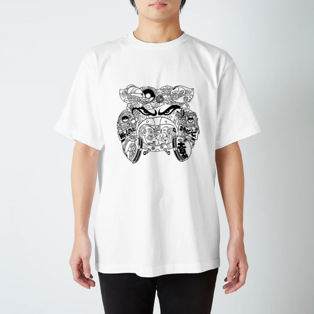 We Love Muzikの落書きブルドック（白黒） Regular Fit T-Shirt