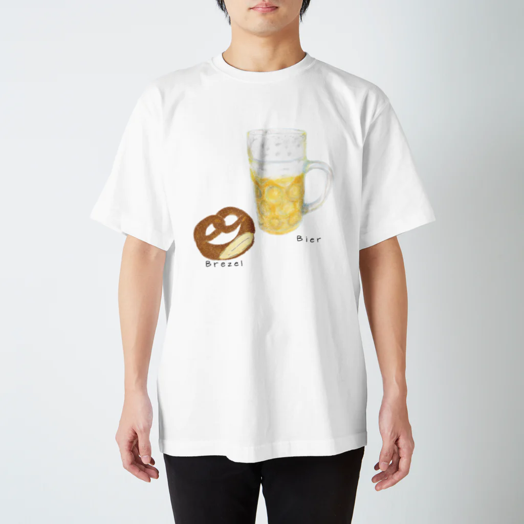 Handgestrickt Ju shopのBrezel und Bier ／ブレッツェル＆ビール スタンダードTシャツ