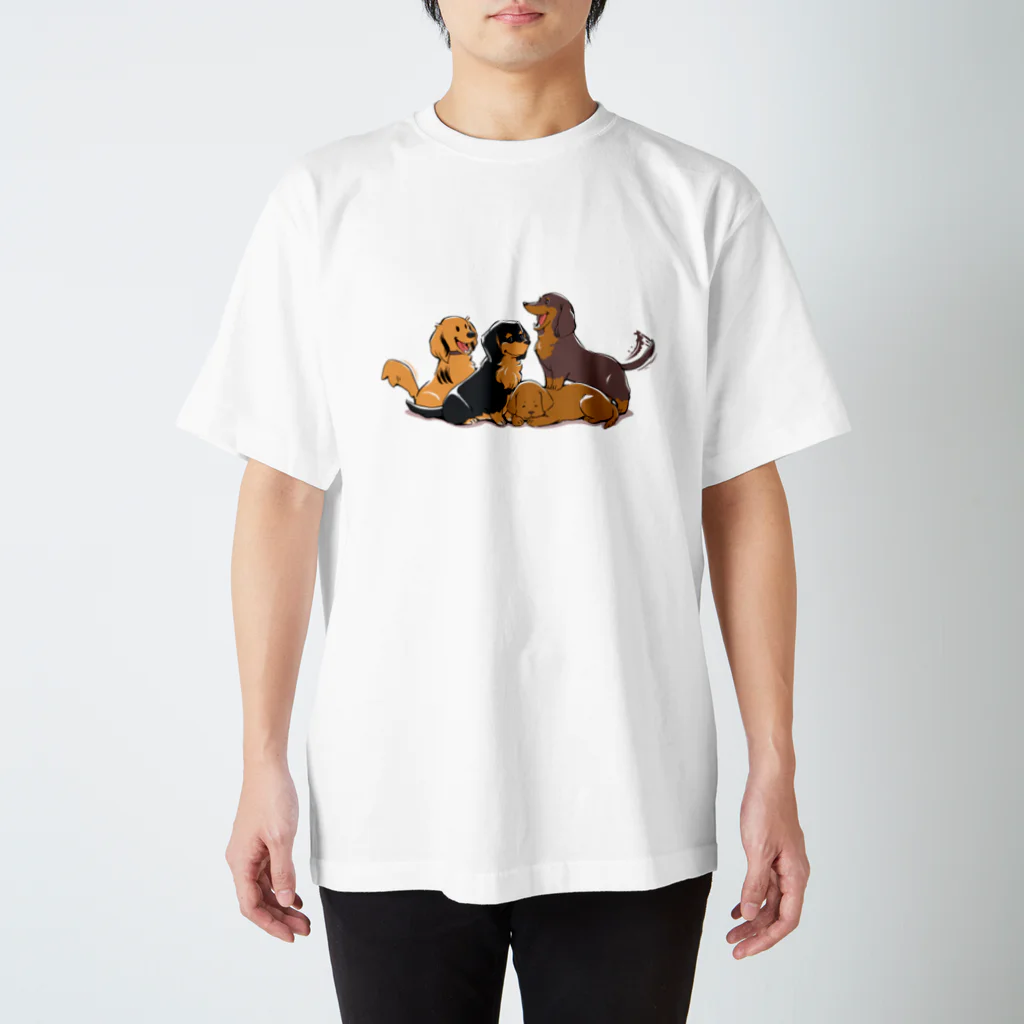 TamizのFour Dachshunds　前面プリント Regular Fit T-Shirt