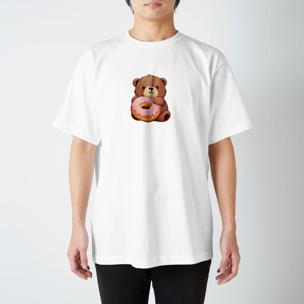 imacara のBizRush【SUZURIストア限定】ドーナツ好きな熊 Regular Fit T-Shirt