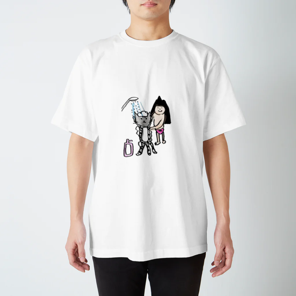 スッポンPONグッズの猫洗うPONちゃん スタンダードTシャツ