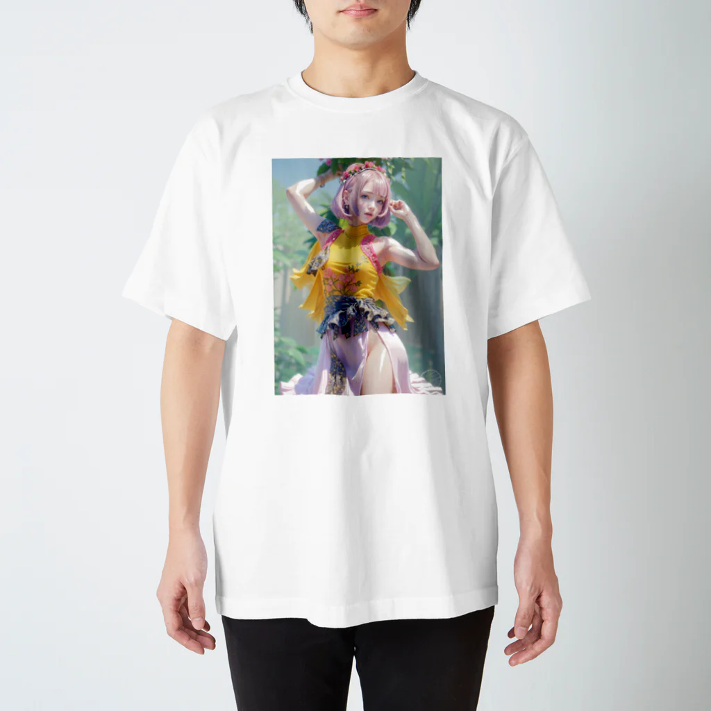 くろまる_AI/ColorMerry_AIのショートカット・ピンク１ スタンダードTシャツ