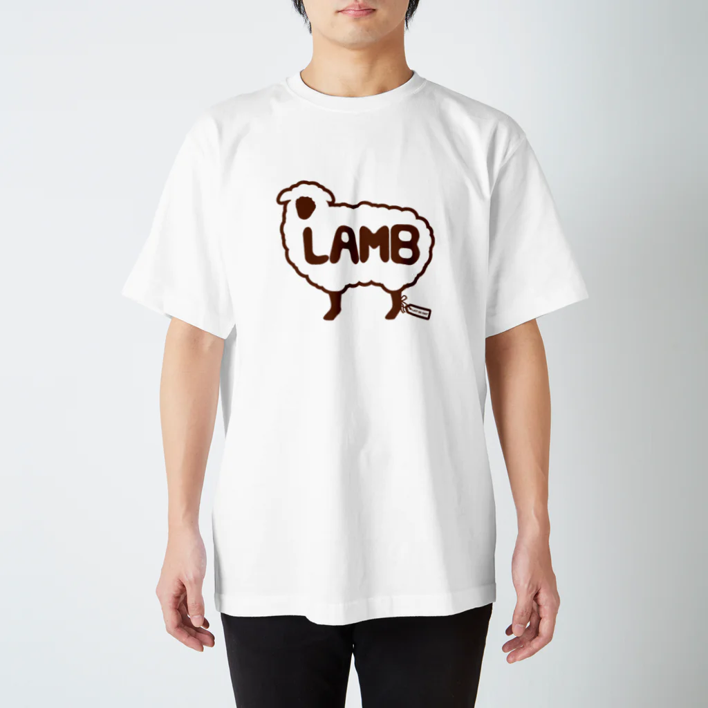 Cɐkeccooのひつじシルエット(Lamb)セピア スタンダードTシャツ