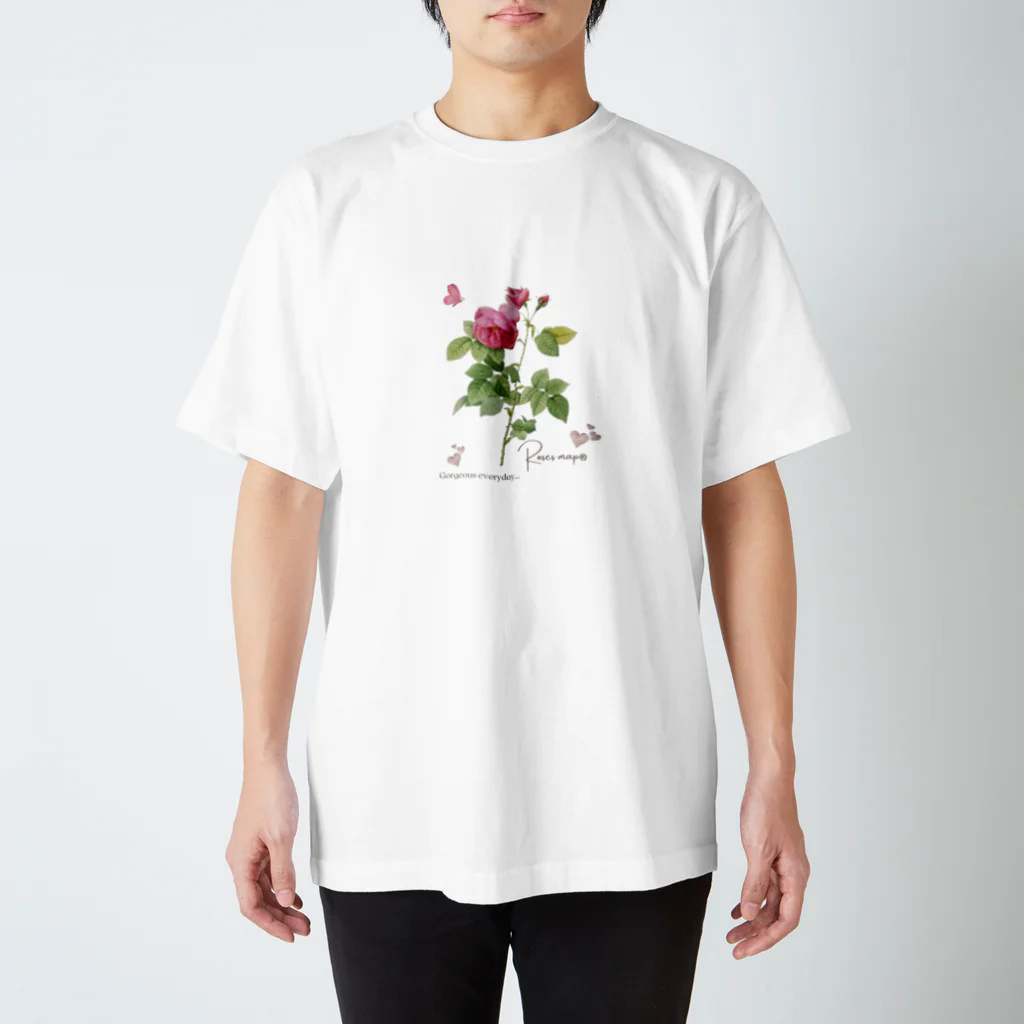 Roses_mapの一輪の薔薇とハート スタンダードTシャツ