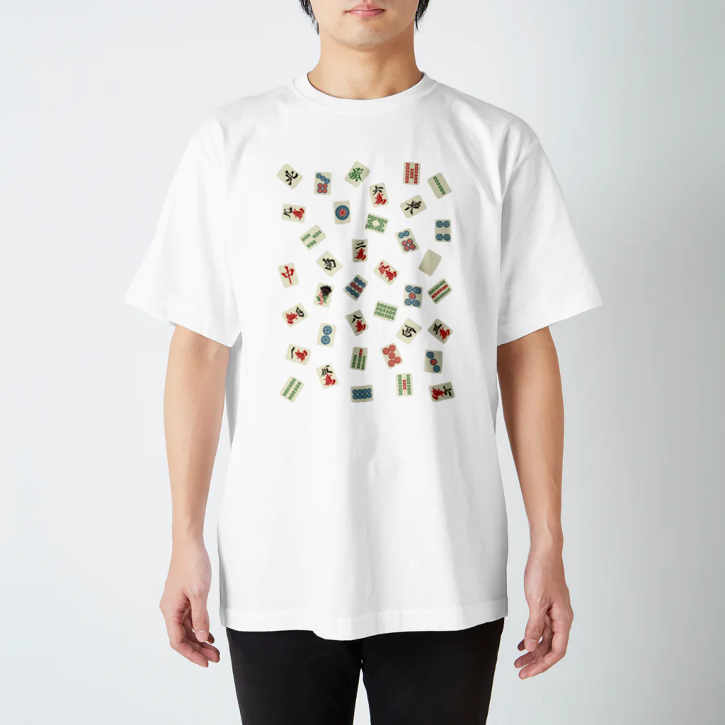 麻雀ロゴTシャツショップ 雀喰 -JUNK-の麻雀/散らばった麻雀牌 Regular Fit T-Shirt