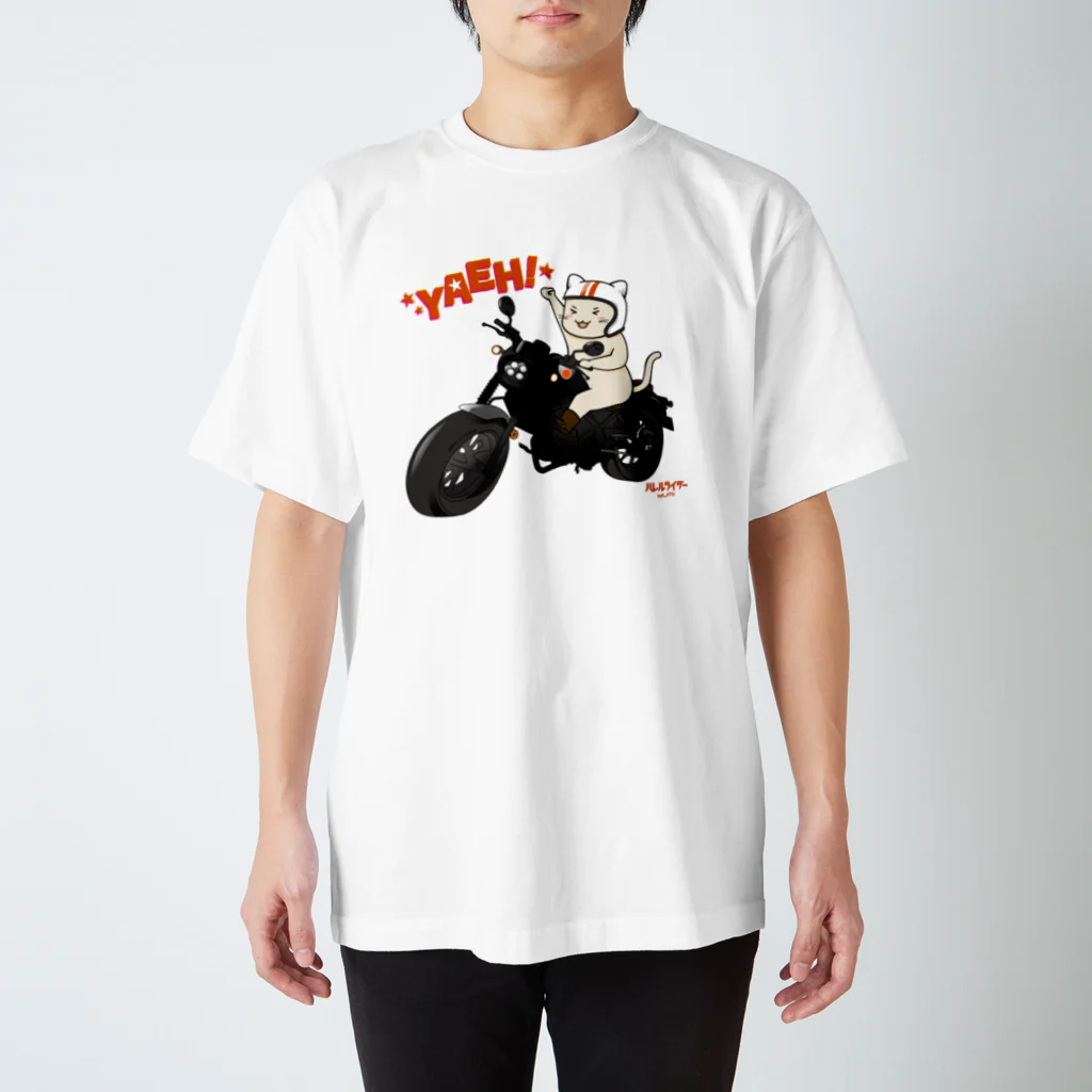 ハレルライダー ゆみのYEAHぬこ(ブラック) 티셔츠