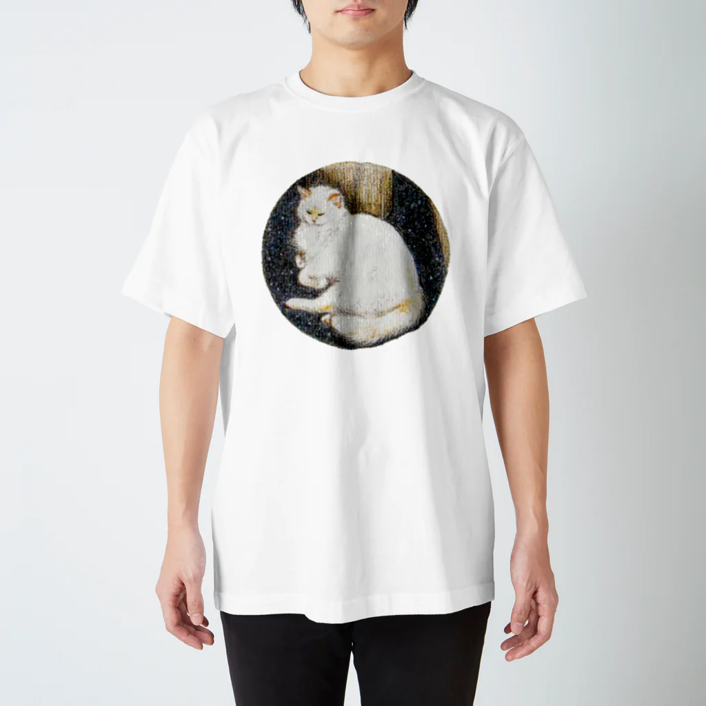 tori-nanbanの白い猫_円 Regular Fit T-Shirt