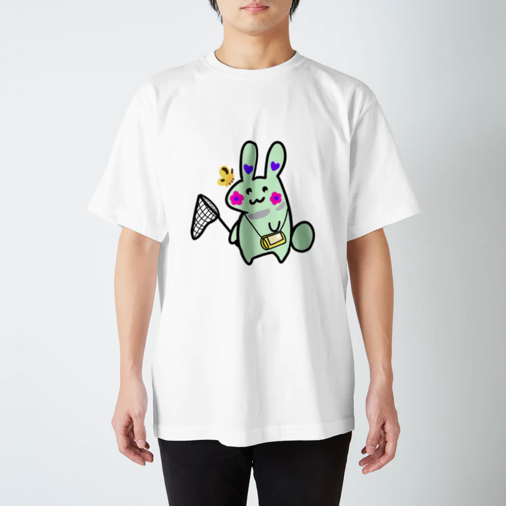 anko_koshianのお花ウサギ🌼🐰ライトグリーン Regular Fit T-Shirt