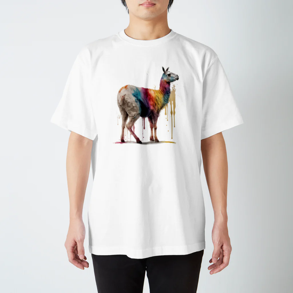 カラフルな動物図鑑のラマ スタンダードTシャツ