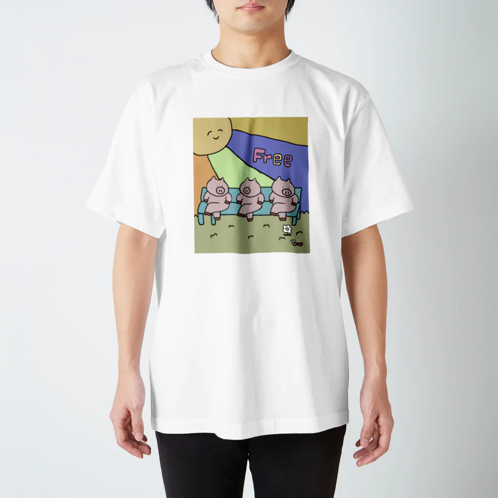 佐藤さんの満たされすぎたブタたちのTシャツ(自由) スタンダードTシャツ