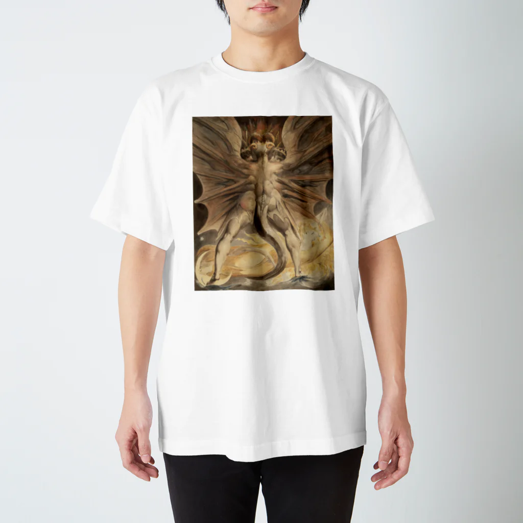 世界美術商店の巨大な赤い龍と太陽を着た女 / Great Red Dragon and the Woman Clothed with the Sun Regular Fit T-Shirt