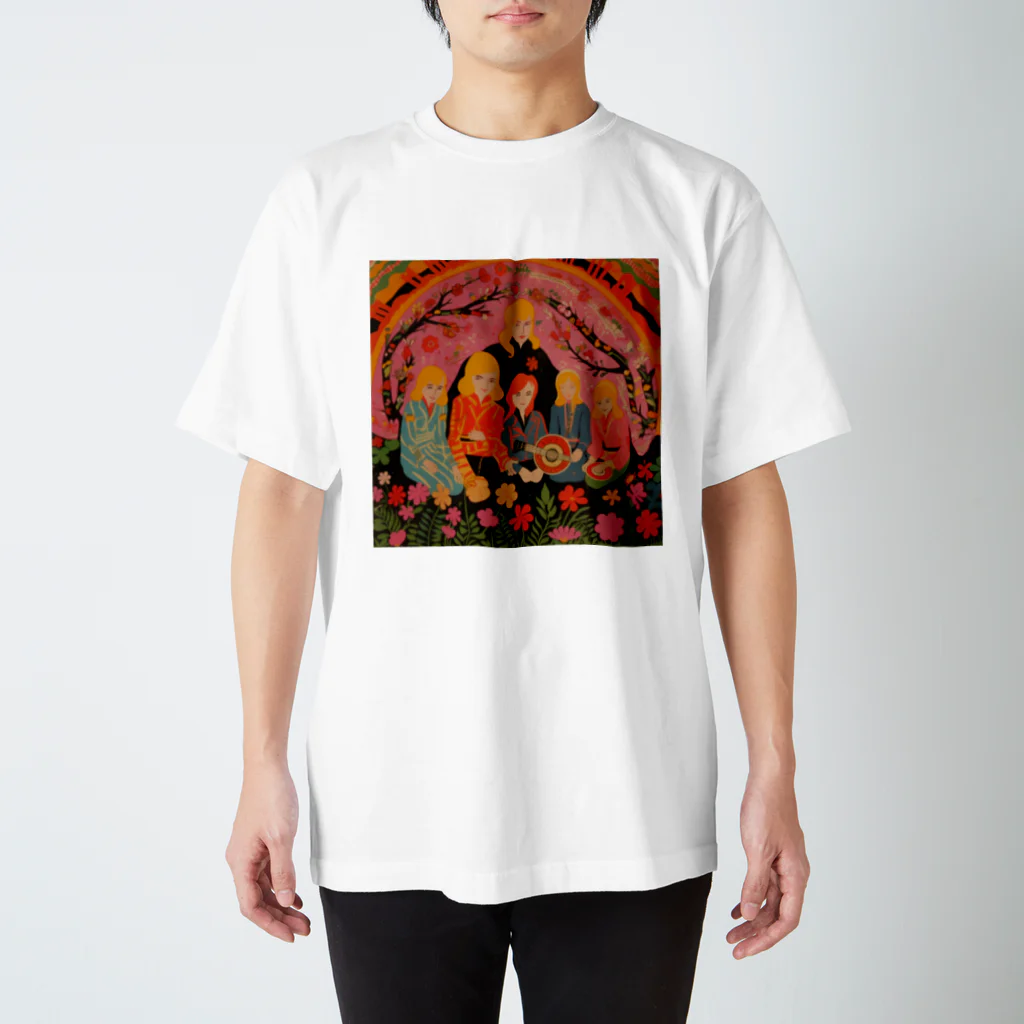 yuutatsuhaのフラワーチルドレンのフォークグループ スタンダードTシャツ