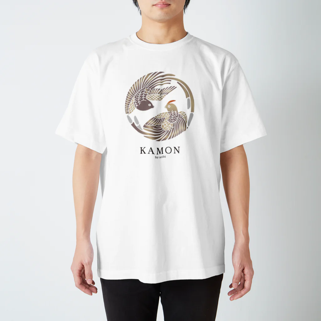 satoshiomuraの【KAMON by seibi】bird 尾長鳥 スタンダードTシャツ