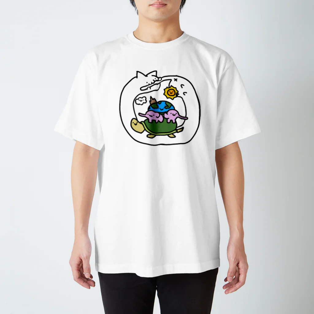 猫虫型未確認生物侵略基地スズリ支部の宇宙を支えるいもむしねこ Regular Fit T-Shirt