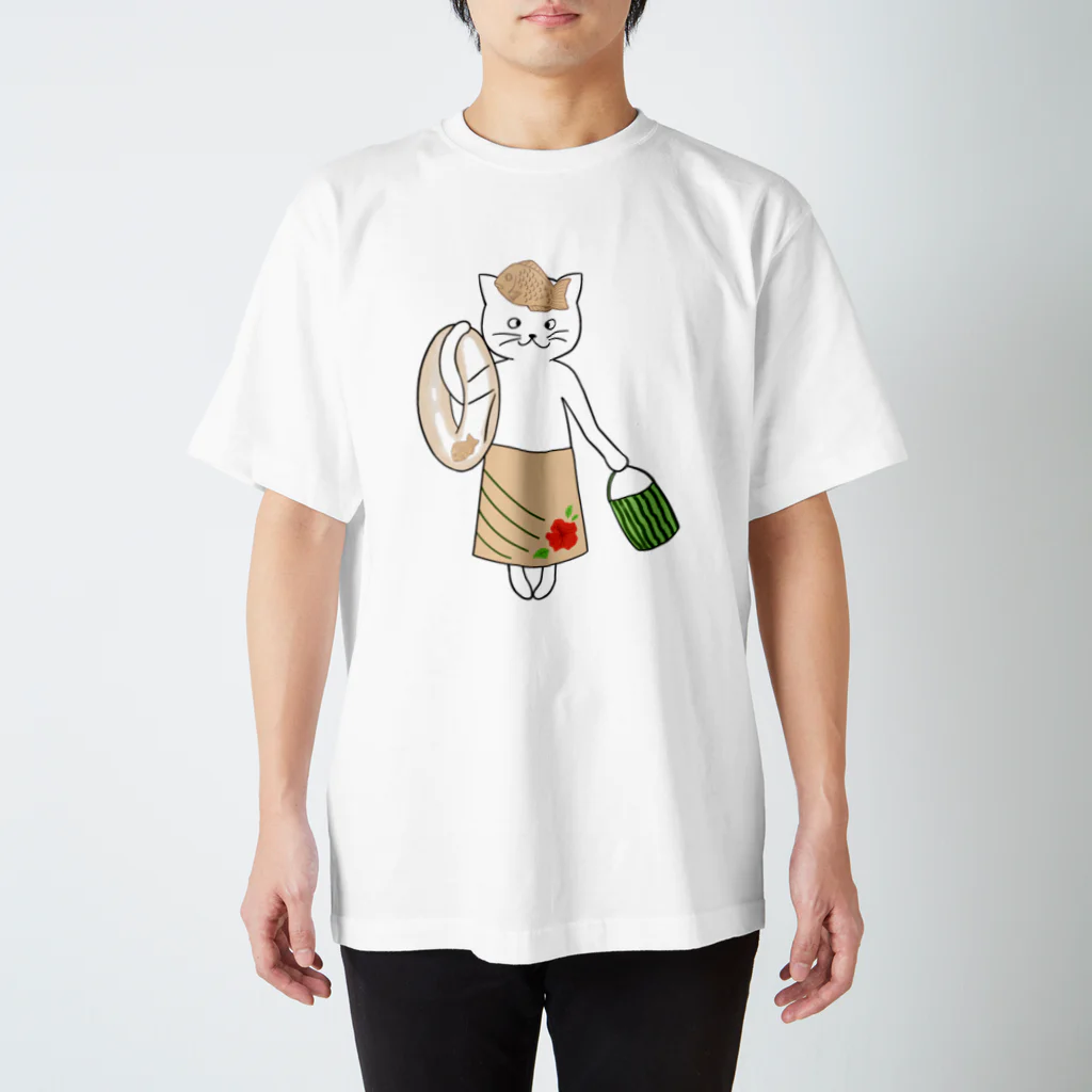 いろはにゃんこ堂の鯛焼き猫さん（夏バージョン） スタンダードTシャツ