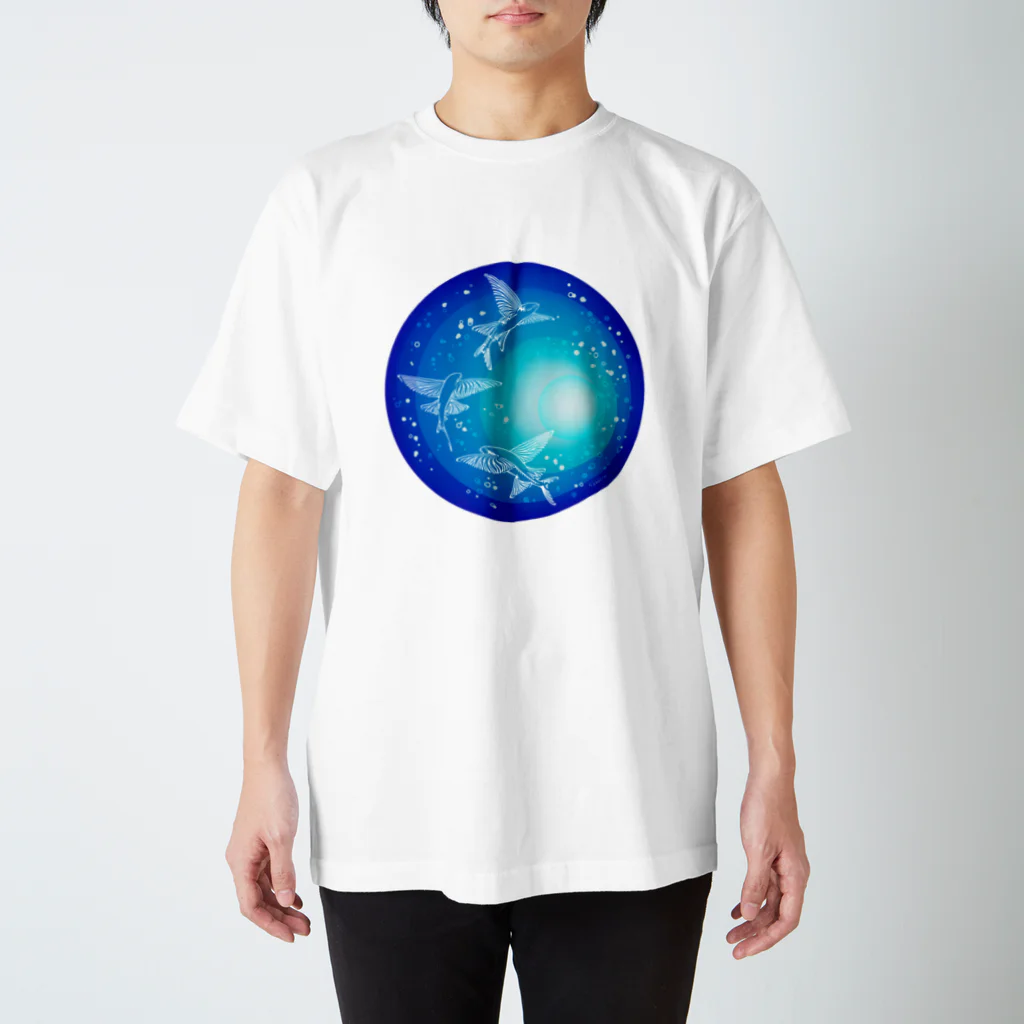 海青喫茶SUZURI店のキラキラトビウオ スタンダードTシャツ