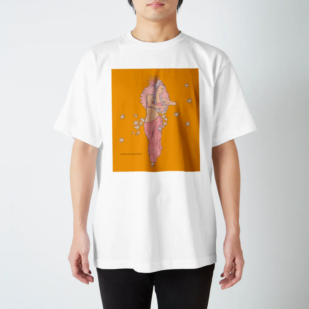 Noa Noa Art ＆ Designのタヒチアンダンサー（オレンジ）｜Ori Tahiti Lady スタンダードTシャツ